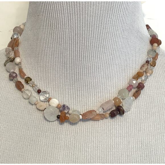 Peyote Bird NEW Beaded Necklace Brown Multicolor Silver Gemstones Sundance - Picture 1 of 6